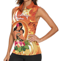 Personalised Tonga Mother's Day Women Sleeveless Polo Shirt I Love You Mom