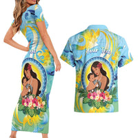 Personalised Fiji Mother's Day Couples Matching Short Sleeve Bodycon Dress and Hawaiian Shirt I Love You Mom DT04 - Polynesian Pride