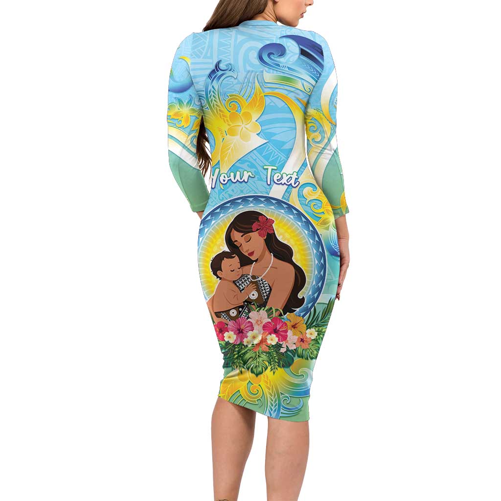 Personalised Fiji Mother's Day Family Matching Long Sleeve Bodycon Dress and Hawaiian Shirt I Love You Mom DT04 - Polynesian Pride
