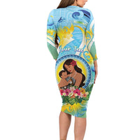 Personalised Fiji Mother's Day Family Matching Long Sleeve Bodycon Dress and Hawaiian Shirt I Love You Mom DT04 - Polynesian Pride