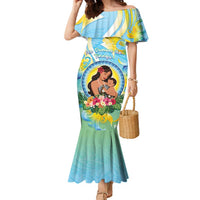 Personalised Fiji Mother's Day Family Matching Mermaid Dress and Hawaiian Shirt I Love You Mom DT04 Mom's Dress Blue - Polynesian Pride