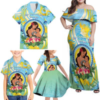 Personalised Fiji Mother's Day Family Matching Off Shoulder Maxi Dress and Hawaiian Shirt I Love You Mom DT04 - Polynesian Pride