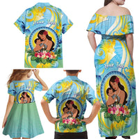 Personalised Fiji Mother's Day Family Matching Off Shoulder Maxi Dress and Hawaiian Shirt I Love You Mom DT04 - Polynesian Pride