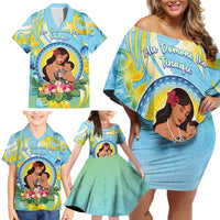 Personalised Fiji Mother's Day Family Matching Off Shoulder Short Dress and Hawaiian Shirt I Love You Mom DT04 - Polynesian Pride