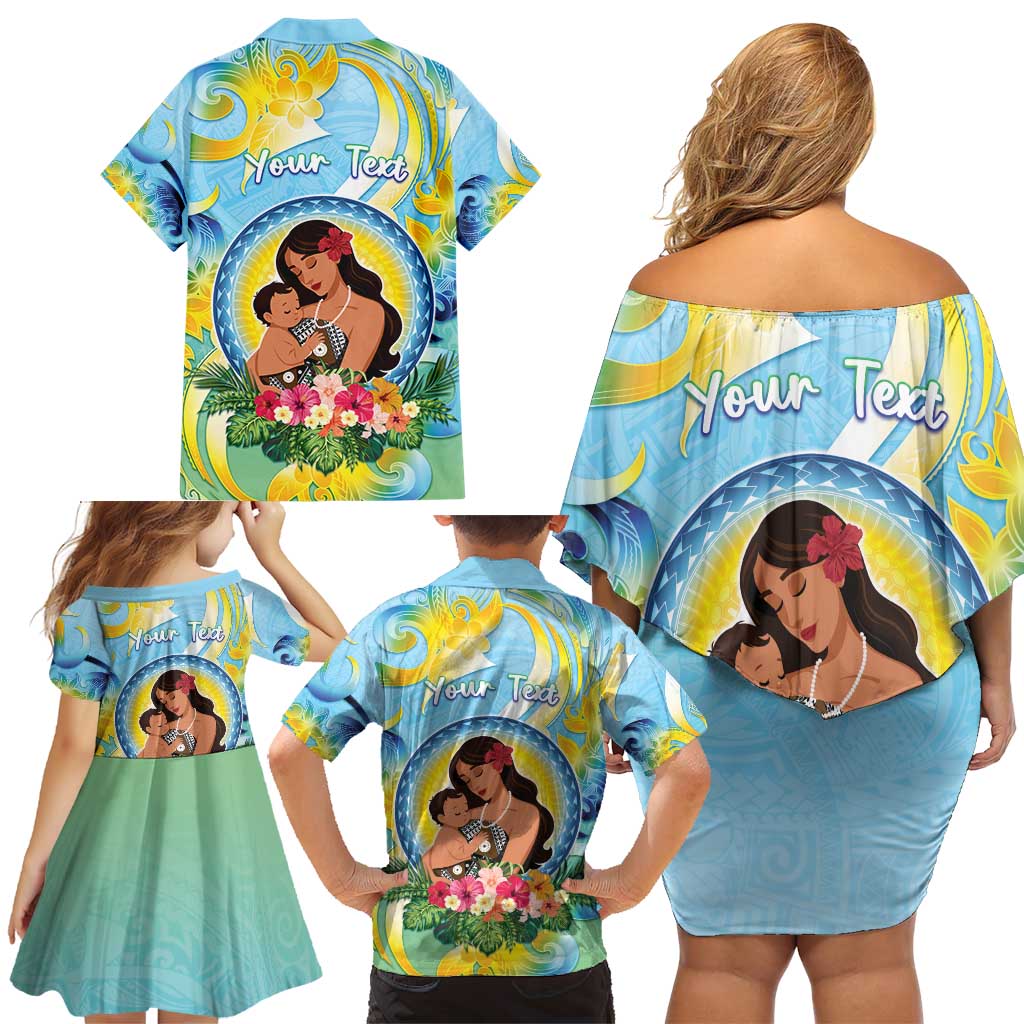 Personalised Fiji Mother's Day Family Matching Off Shoulder Short Dress and Hawaiian Shirt I Love You Mom DT04 - Polynesian Pride