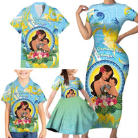 Personalised Fiji Mother's Day Family Matching Short Sleeve Bodycon Dress and Hawaiian Shirt I Love You Mom DT04 - Polynesian Pride
