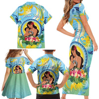 Personalised Fiji Mother's Day Family Matching Short Sleeve Bodycon Dress and Hawaiian Shirt I Love You Mom DT04 - Polynesian Pride