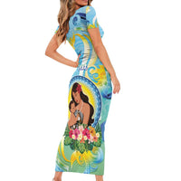 Personalised Fiji Mother's Day Family Matching Short Sleeve Bodycon Dress and Hawaiian Shirt I Love You Mom DT04 - Polynesian Pride