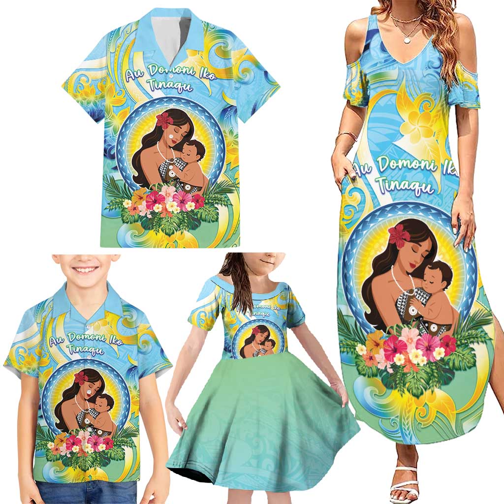 Personalised Fiji Mother's Day Family Matching Summer Maxi Dress and Hawaiian Shirt I Love You Mom DT04 - Polynesian Pride