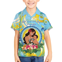 Personalised Fiji Mother's Day Family Matching Summer Maxi Dress and Hawaiian Shirt I Love You Mom DT04 Son's Shirt Blue - Polynesian Pride
