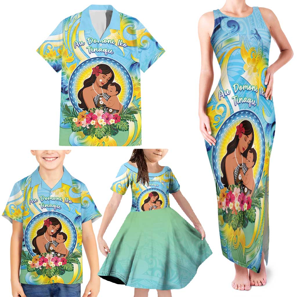 Personalised Fiji Mother's Day Family Matching Tank Maxi Dress and Hawaiian Shirt I Love You Mom DT04 - Polynesian Pride