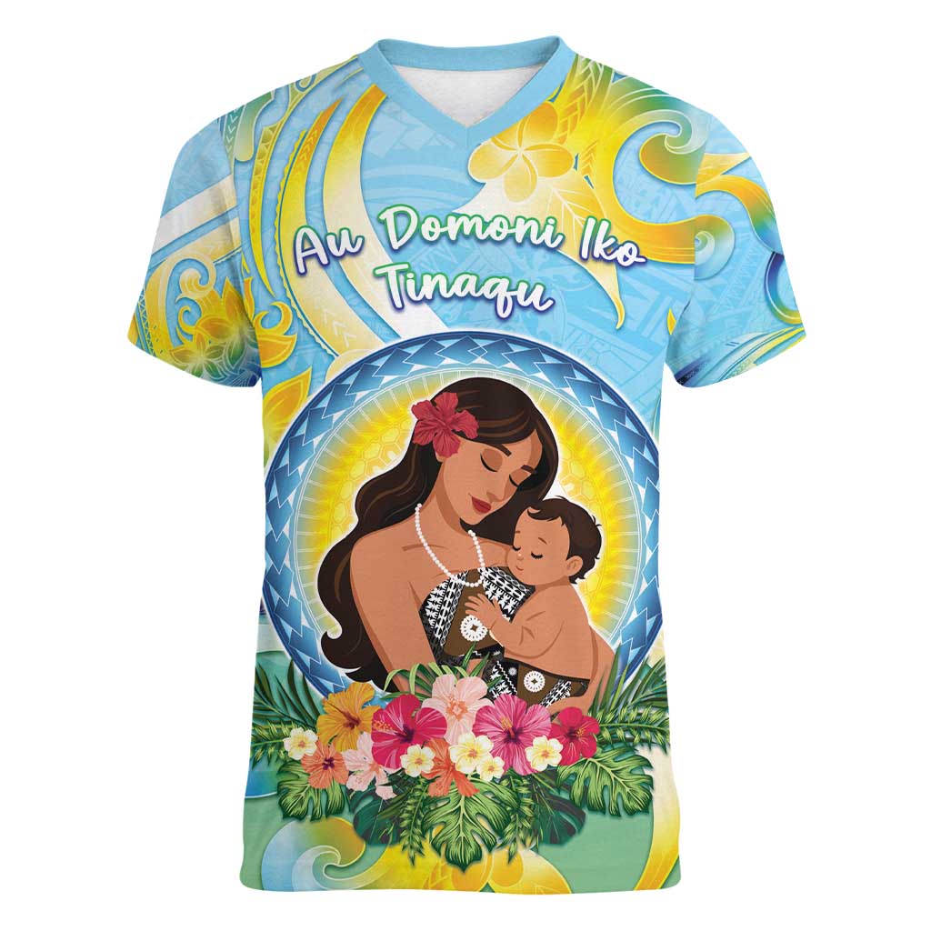 Personalised Fiji Mother's Day Women V-Neck T-Shirt I Love You Mom