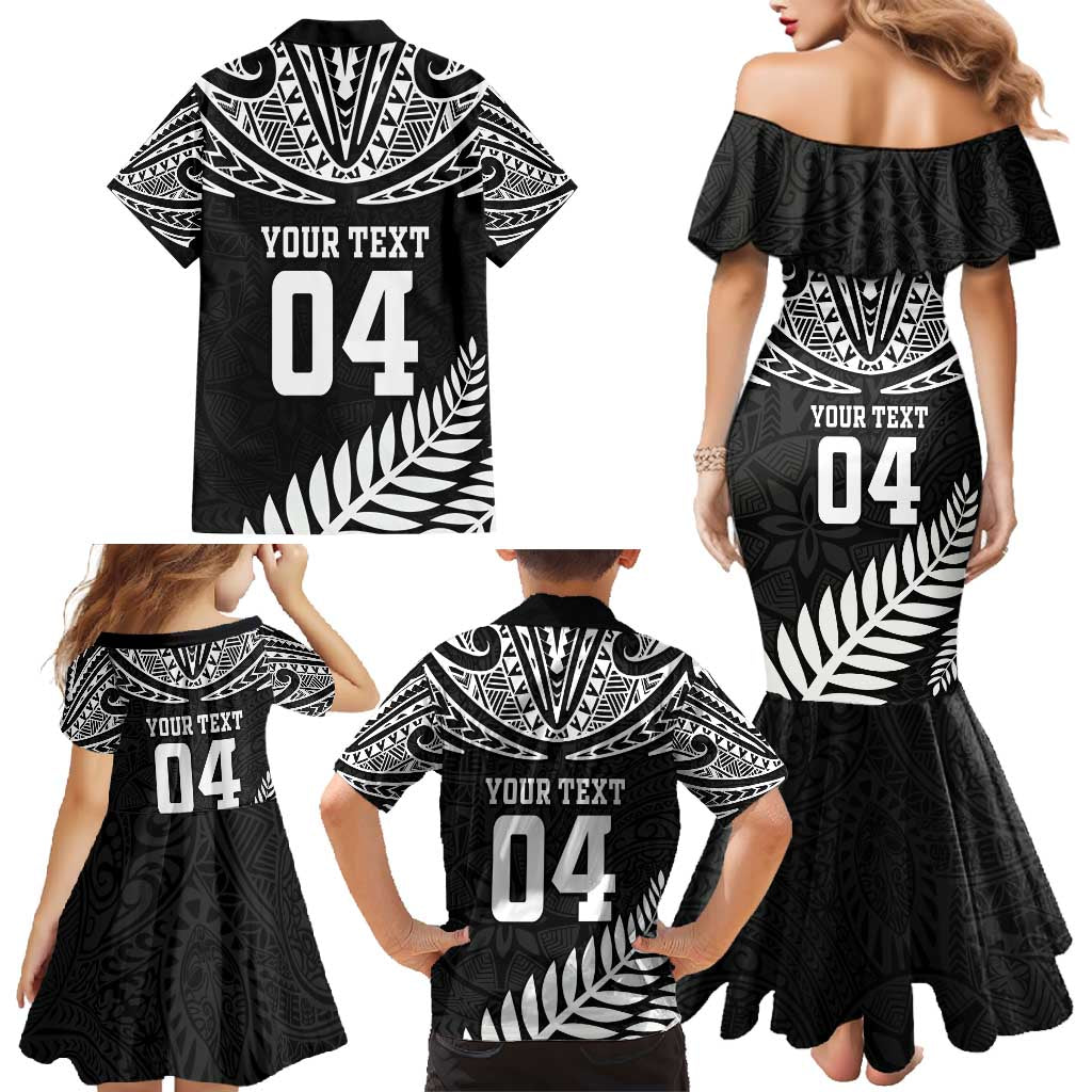 Custom New Zealand Rugby Family Matching Mermaid Dress and Hawaiian Shirt Silver Fern Maori Pattern DT04 - Polynesian Pride
