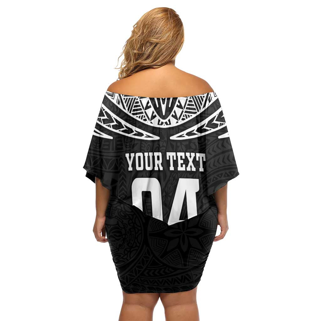 Custom New Zealand Rugby Family Matching Off Shoulder Short Dress and Hawaiian Shirt Silver Fern Maori Pattern DT04 - Polynesian Pride