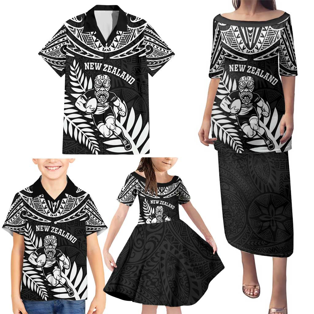 Custom New Zealand Rugby Family Matching Puletasi and Hawaiian Shirt Silver Fern Maori Pattern DT04 - Polynesian Pride