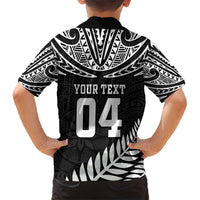 Custom New Zealand Rugby Family Matching Short Sleeve Bodycon Dress and Hawaiian Shirt Silver Fern Maori Pattern DT04 - Polynesian Pride