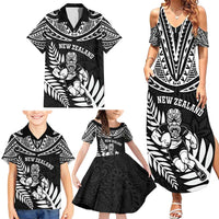 Custom New Zealand Rugby Family Matching Summer Maxi Dress and Hawaiian Shirt Silver Fern Maori Pattern DT04 - Polynesian Pride