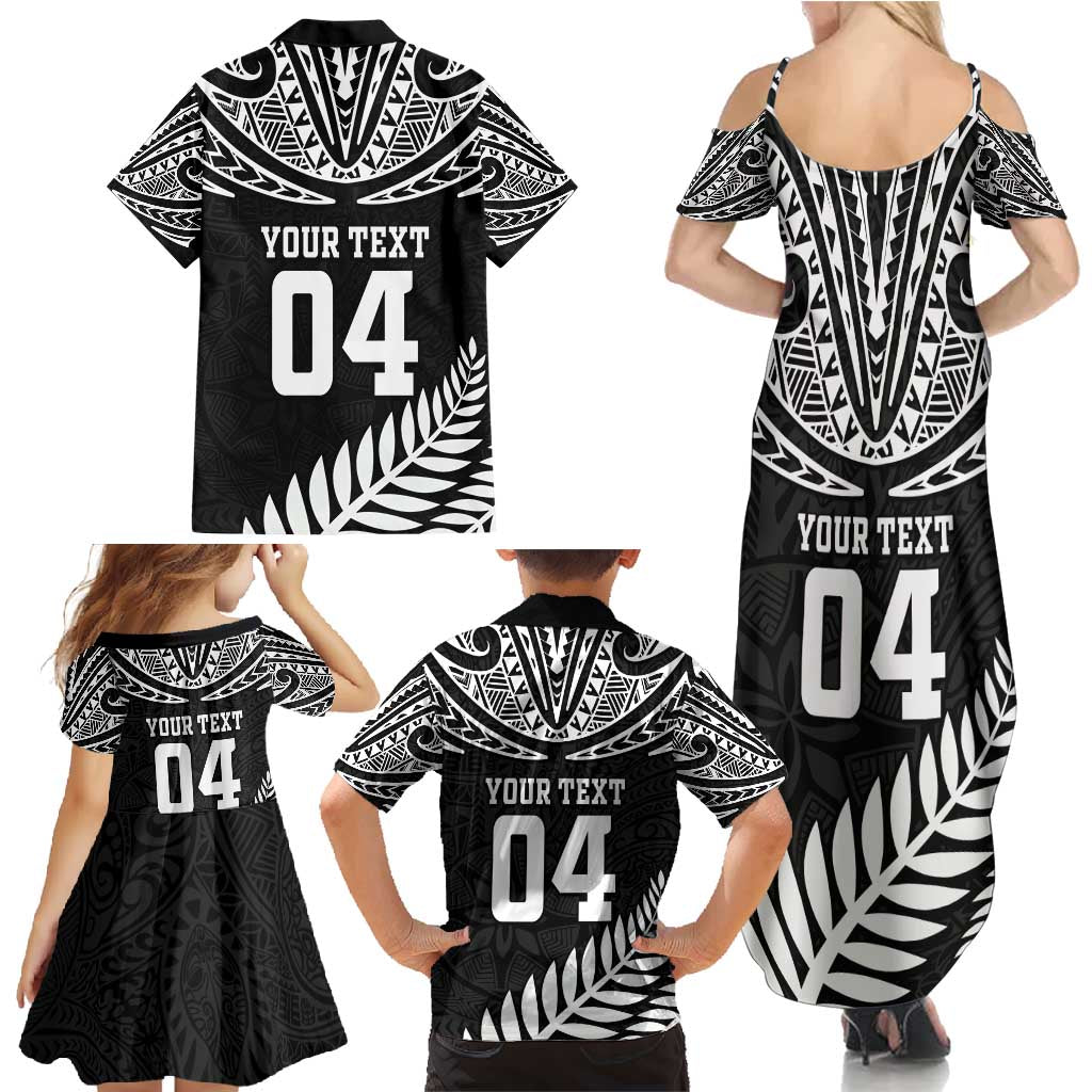 Custom New Zealand Rugby Family Matching Summer Maxi Dress and Hawaiian Shirt Silver Fern Maori Pattern DT04 - Polynesian Pride