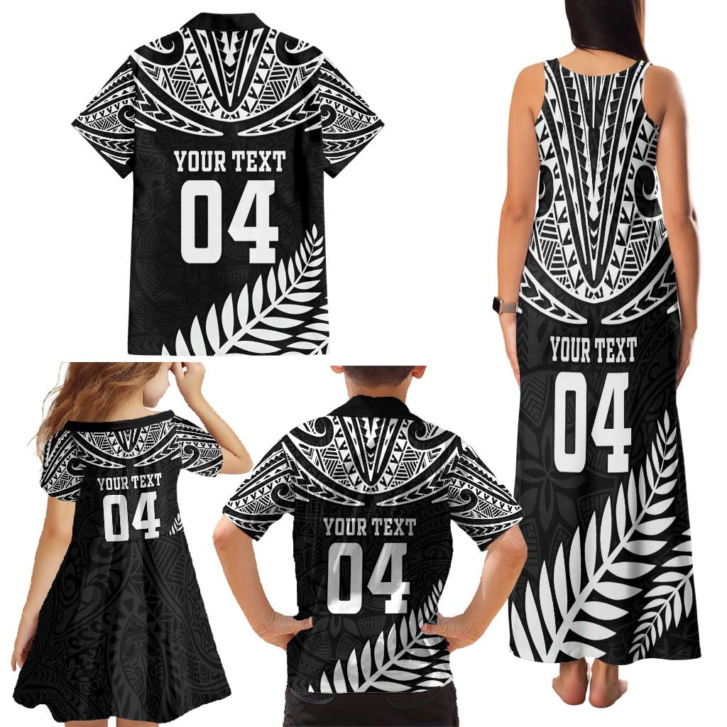 Custom New Zealand Rugby Family Matching Tank Maxi Dress and Hawaiian Shirt Silver Fern Maori Pattern DT04 - Polynesian Pride