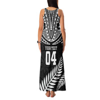 Custom New Zealand Rugby Family Matching Tank Maxi Dress and Hawaiian Shirt Silver Fern Maori Pattern DT04 - Polynesian Pride