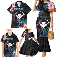 Personalised Hawaii Family Matching Mermaid Dress and Hawaiian Shirt Kanaka Maoli With Fish Hook DT04 - Polynesian Pride