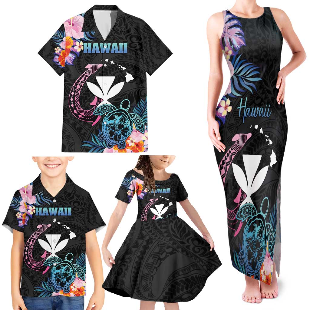 Personalised Hawaii Family Matching Tank Maxi Dress and Hawaiian Shirt Kanaka Maoli With Fish Hook DT04 - Polynesian Pride