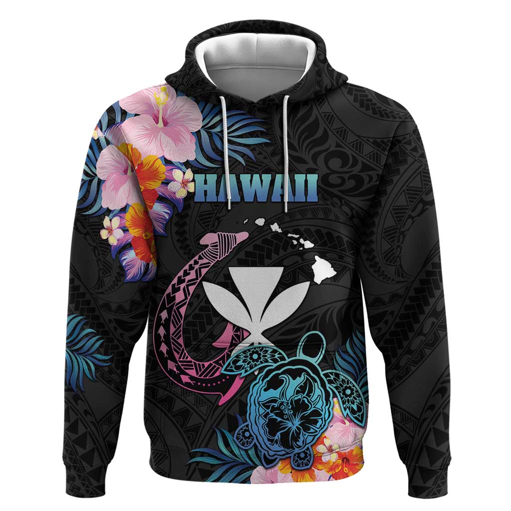 Personalised Hawaii Zip Hoodie Kanaka Maoli With Fish Hook