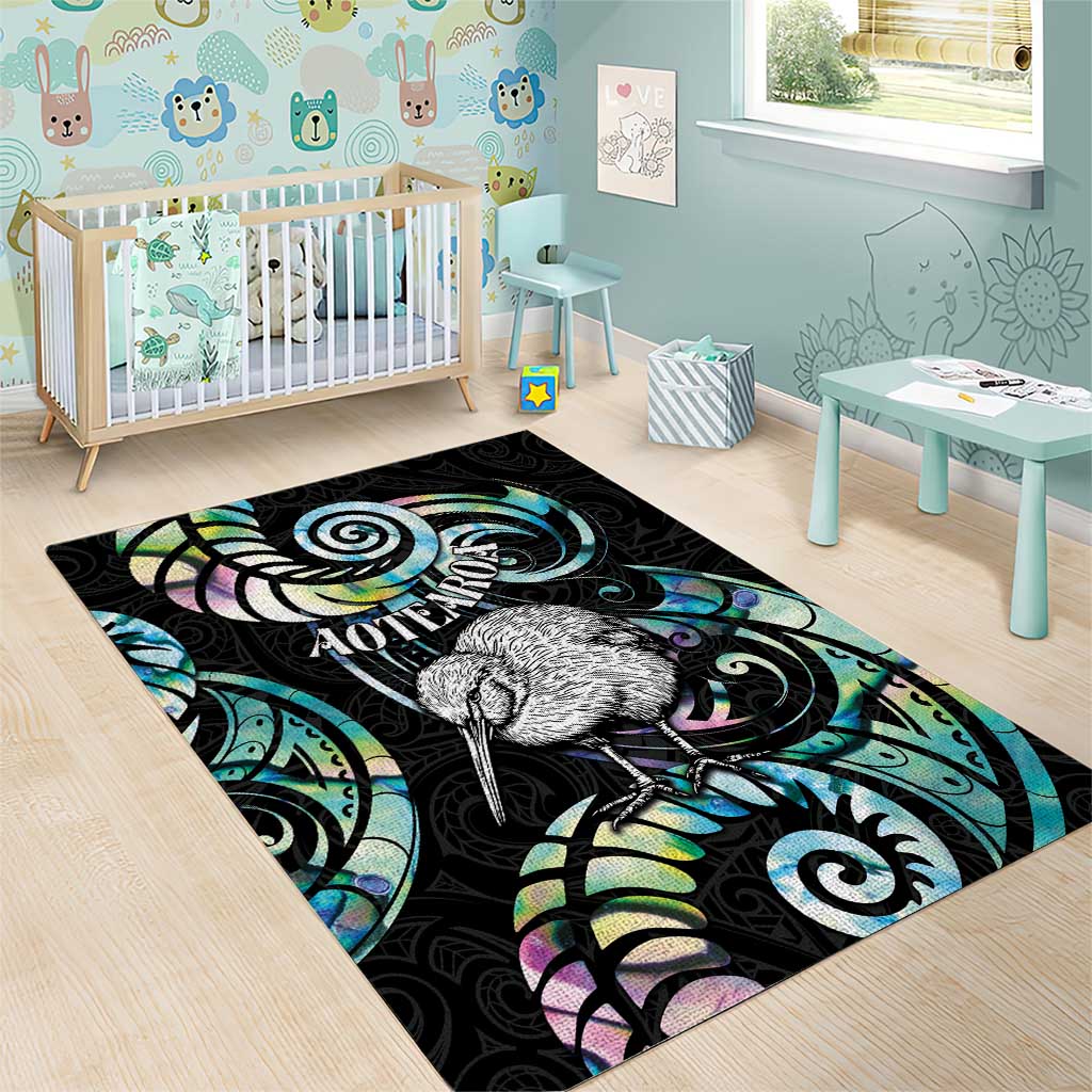 New Zealand Kiwi Bird Area Rug Silver Fern Koru Paua Shell