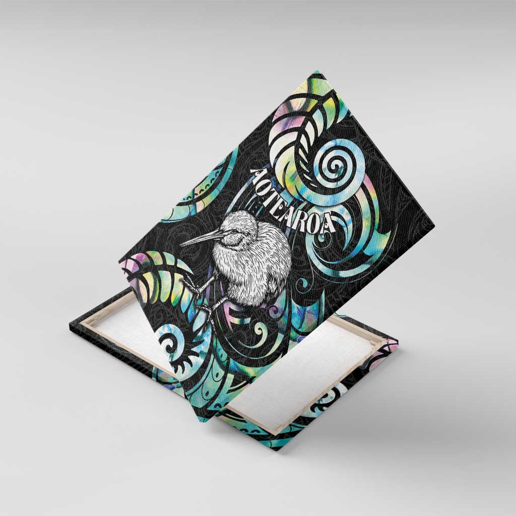 New Zealand Kiwi Bird Canvas Wall Art Silver Fern Koru Paua Shell