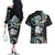 New Zealand Kiwi Bird Couples Matching Off The Shoulder Long Sleeve Dress and Hawaiian Shirt Silver Fern Koru Paua Shell