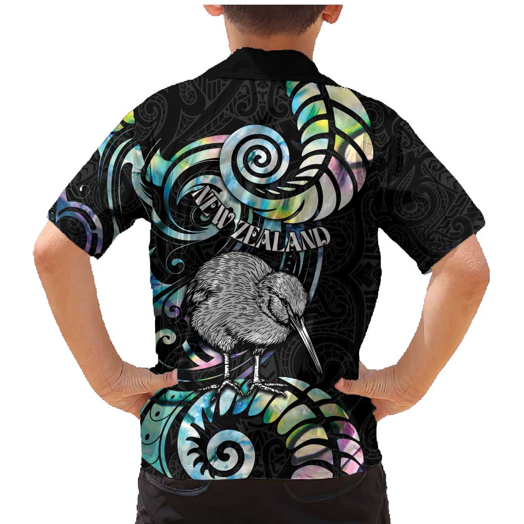 New Zealand Kiwi Bird Family Matching Mermaid Dress and Hawaiian Shirt Silver Fern Koru Paua Shell DT04 - Polynesian Pride