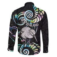 New Zealand Kiwi Bird Family Matching Puletasi and Hawaiian Shirt Silver Fern Koru Paua Shell DT04 - Polynesian Pride