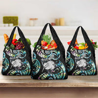 New Zealand Kiwi Bird Grocery Bag Silver Fern Koru Paua Shell