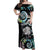 New Zealand Kiwi Bird Off Shoulder Maxi Dress Silver Fern Koru Paua Shell