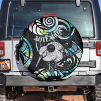 New Zealand Kiwi Bird Spare Tire Cover Silver Fern Koru Paua Shell