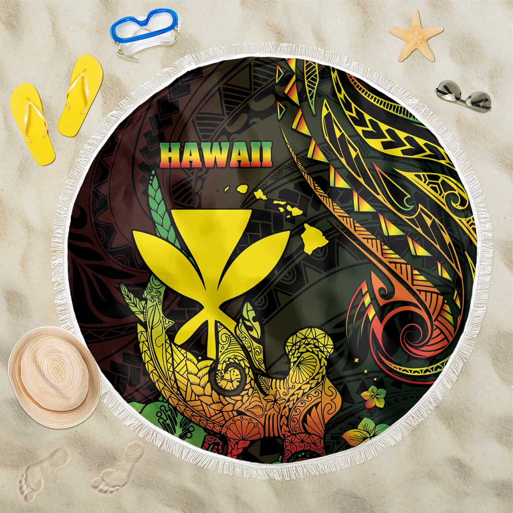 Hawaii Beach Blanket Kanaka Maoli With Hammerhead Shark DT04 One Size 150cm Black - Polynesian Pride