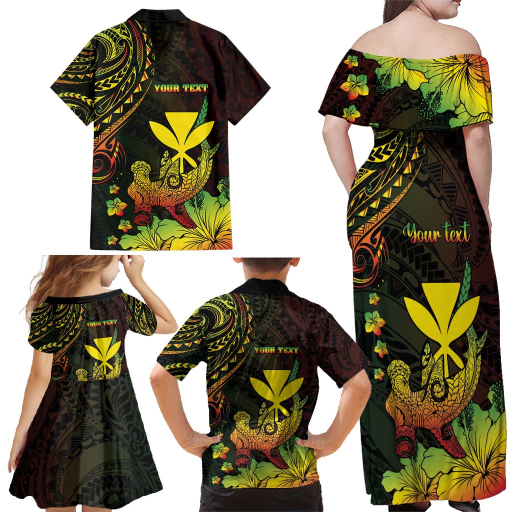 Personalised Hawaii Family Matching Off Shoulder Maxi Dress and Hawaiian Shirt Kanaka Maoli With Hammerhead Shark DT04 - Polynesian Pride