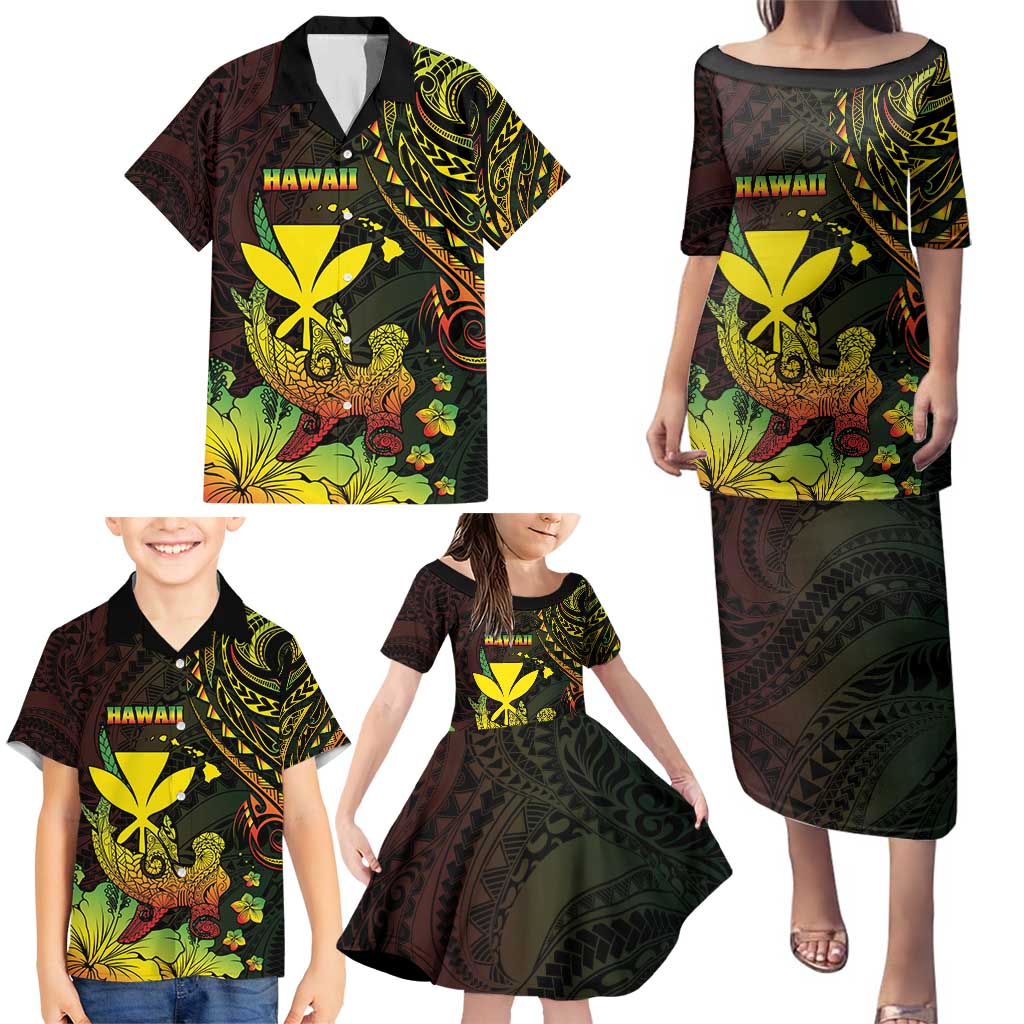 Personalised Hawaii Family Matching Puletasi and Hawaiian Shirt Kanaka Maoli With Hammerhead Shark DT04 - Polynesian Pride