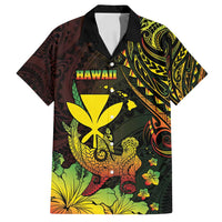 Personalised Hawaii Family Matching Puletasi and Hawaiian Shirt Kanaka Maoli With Hammerhead Shark DT04 Dad's Shirt - Short Sleeve Black - Polynesian Pride