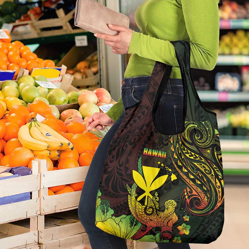 Hawaii Grocery Bag Kanaka Maoli With Hammerhead Shark
