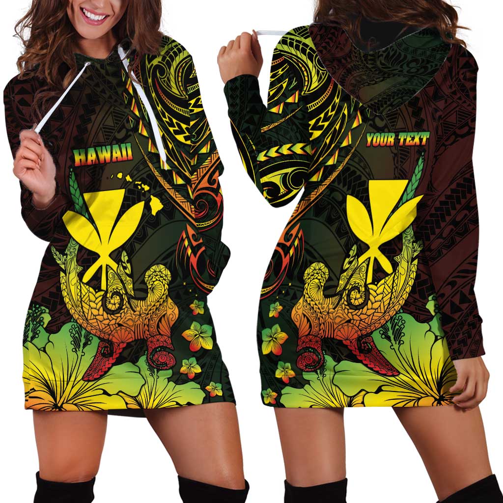 Personalised Hawaii Hoodie Dress Kanaka Maoli With Hammerhead Shark DT04 - Polynesian Pride