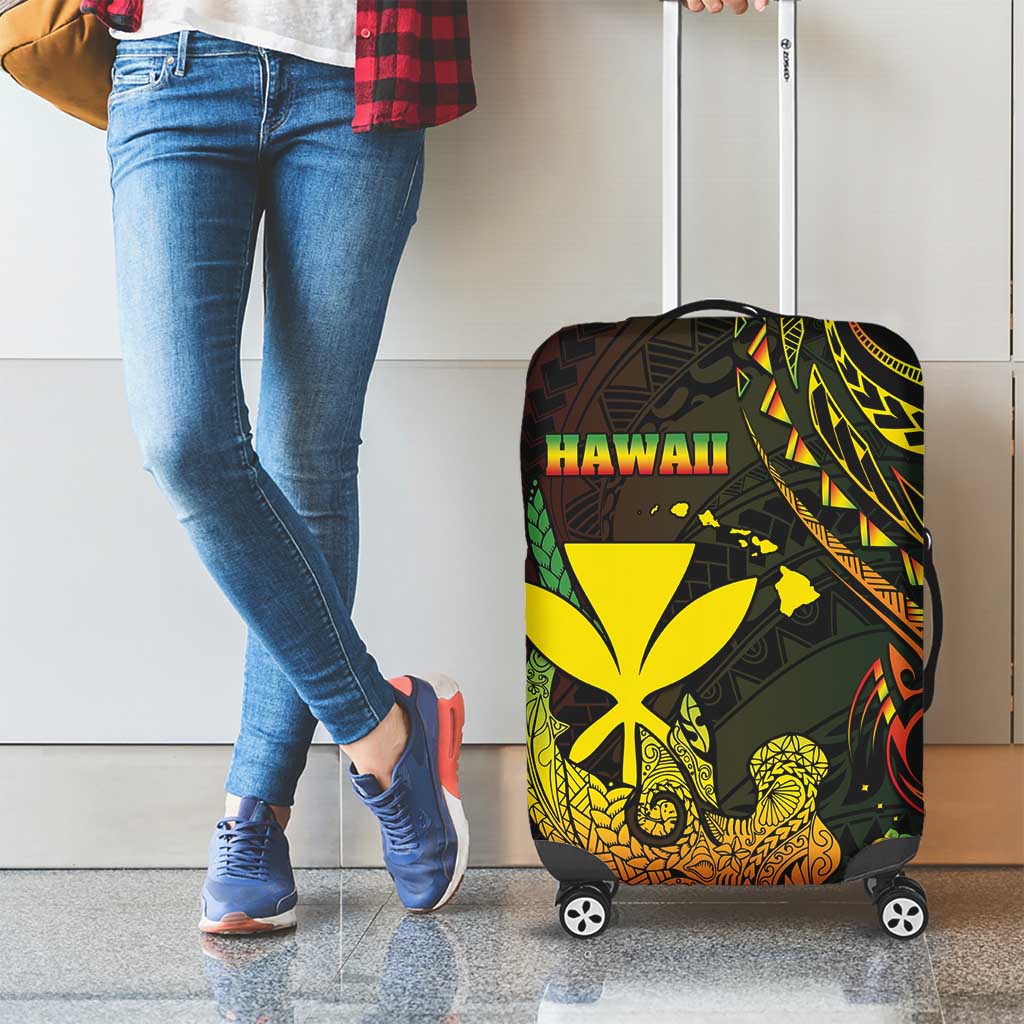 Hawaii Luggage Cover Kanaka Maoli With Hammerhead Shark DT04 - Polynesian Pride