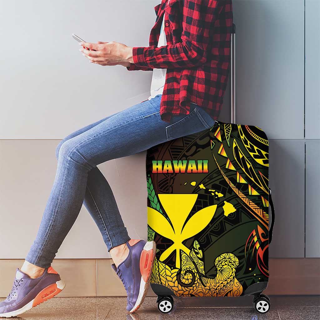 Hawaii Luggage Cover Kanaka Maoli With Hammerhead Shark DT04 - Polynesian Pride