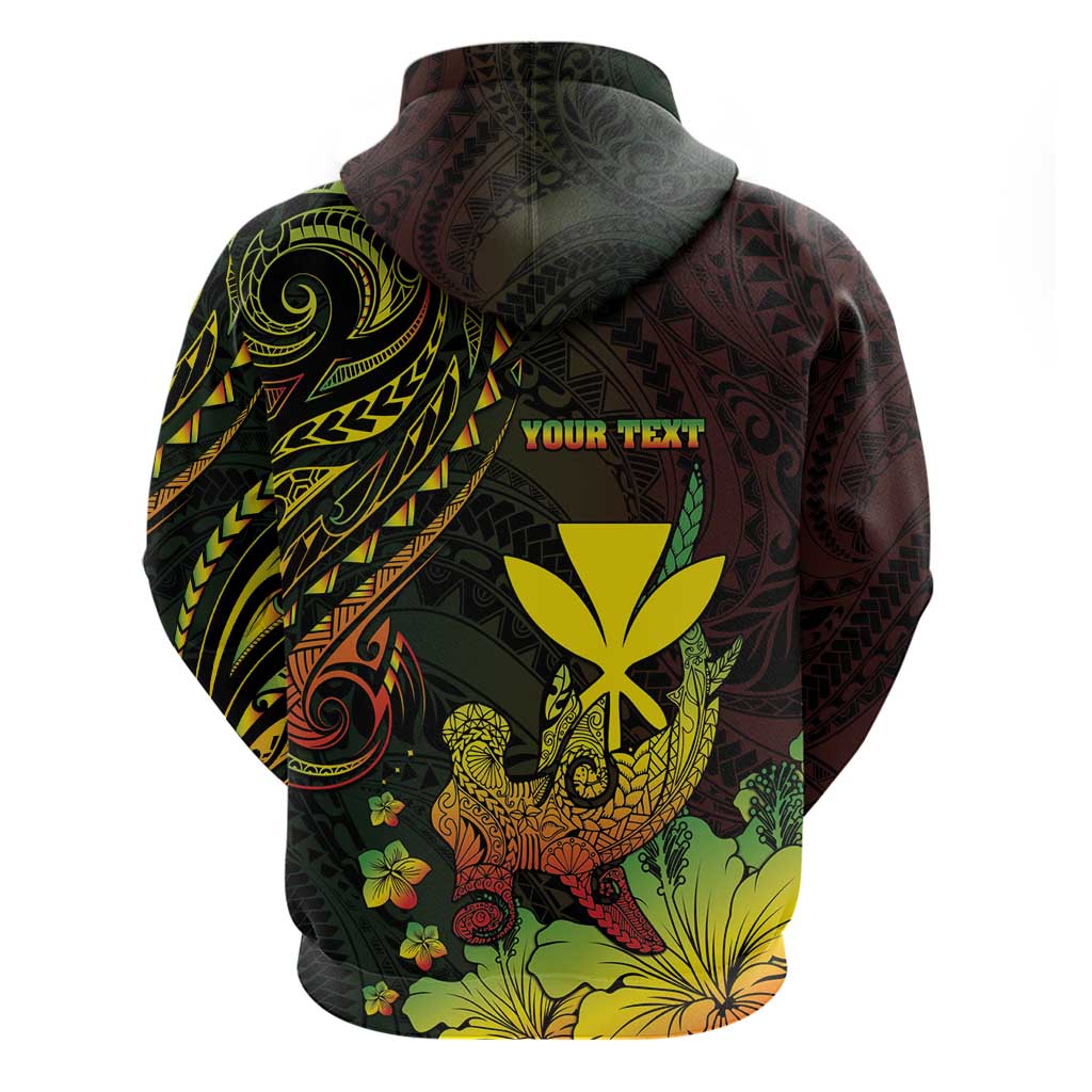Personalised Hawaii Zip Hoodie Kanaka Maoli With Hammerhead Shark DT04 - Polynesian Pride