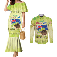 New Zealand Kiwi Couples Matching Mermaid Dress and Long Sleeve Button Shirt I Just Really Like Kiwis