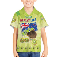 New Zealand Kiwi Family Matching Long Sleeve Bodycon Dress and Hawaiian Shirt I Just Really Like Kiwis DT04 Son's Shirt Green - Polynesian Pride