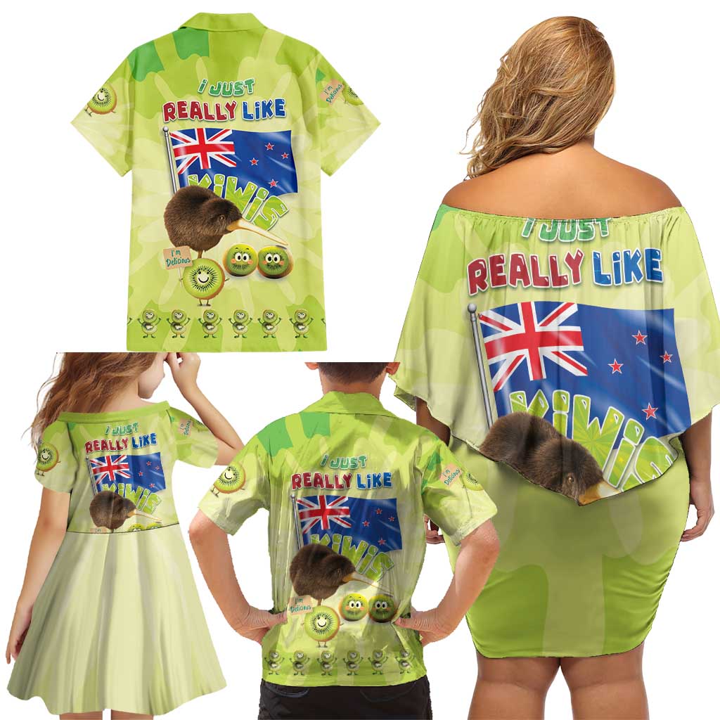 New Zealand Kiwi Family Matching Off Shoulder Short Dress and Hawaiian Shirt I Just Really Like Kiwis DT04 - Polynesian Pride