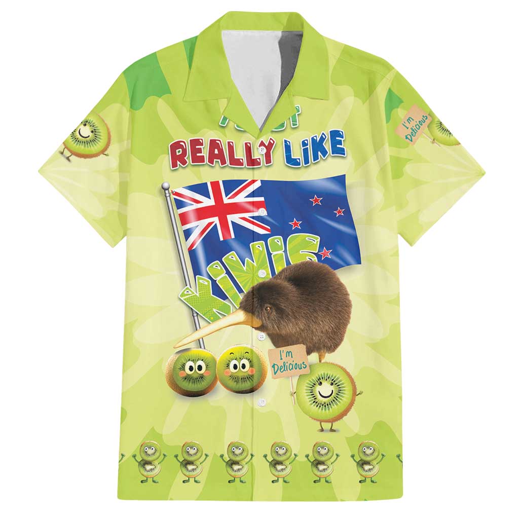 New Zealand Kiwi Family Matching Puletasi and Hawaiian Shirt I Just Really Like Kiwis DT04 Dad's Shirt - Short Sleeve Green - Polynesian Pride