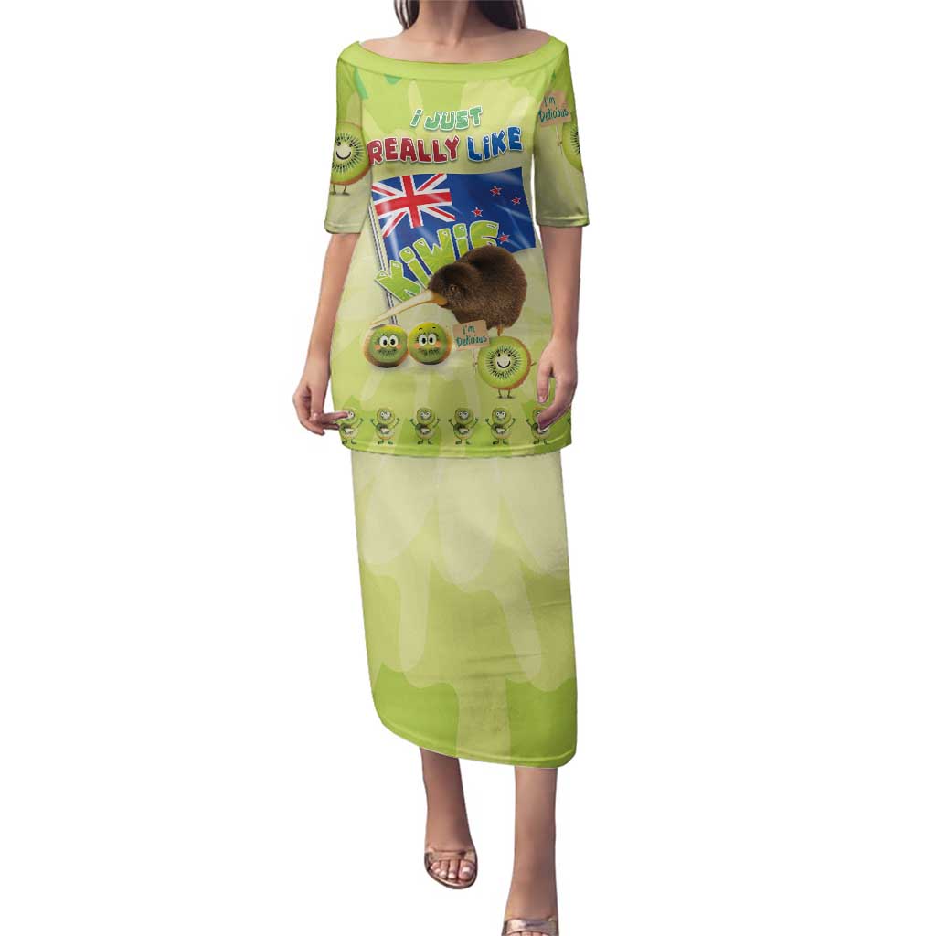 New Zealand Kiwi Family Matching Puletasi and Hawaiian Shirt I Just Really Like Kiwis DT04 Mom's Dress Green - Polynesian Pride