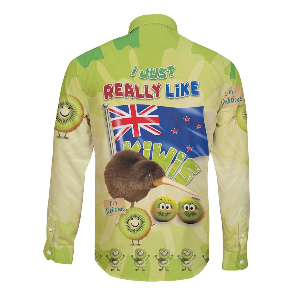 New Zealand Kiwi Long Sleeve Button Shirt I Just Really Like Kiwis